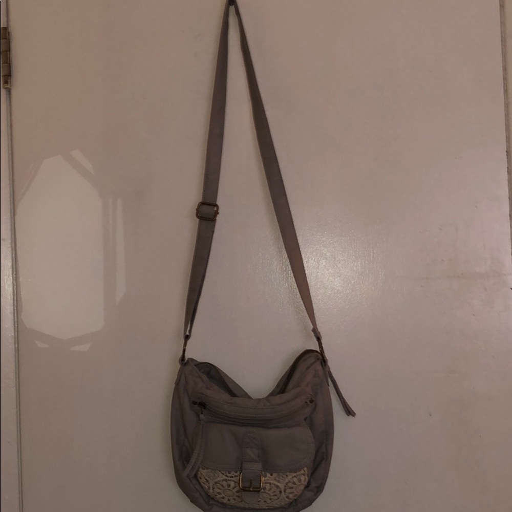 Gray cross body bag